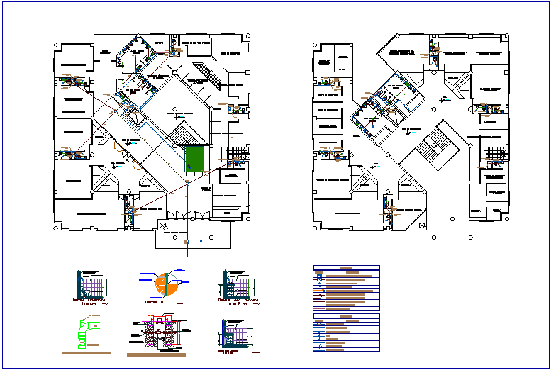 Sanitary installation view of municipal building with its legend dwg file