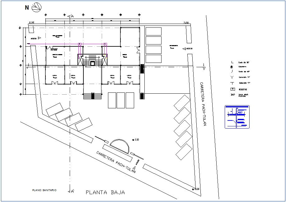 Sanitary installation view of office low floor plan dwg file