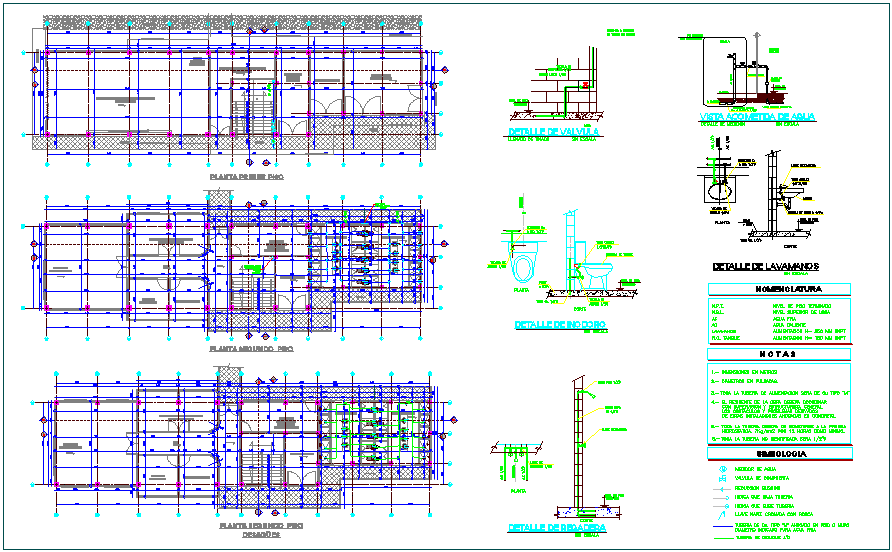 Sanitary view with plan and detail view for mining training dwg file