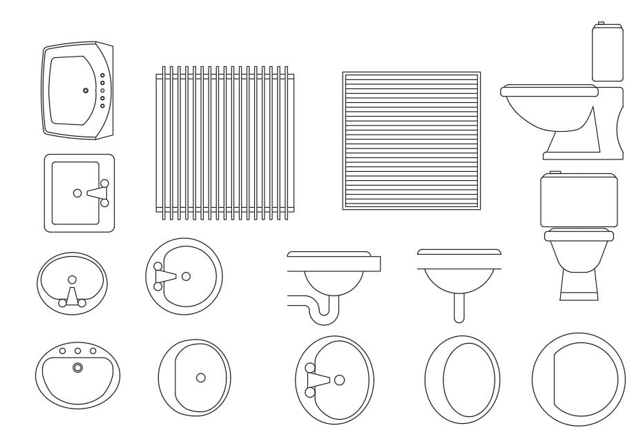 Sanitary Ware Free CAD Blocks Drawing DWG File