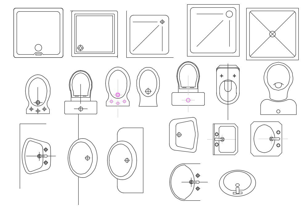 Sanitary Ware Top View CAD Blocks Free Download