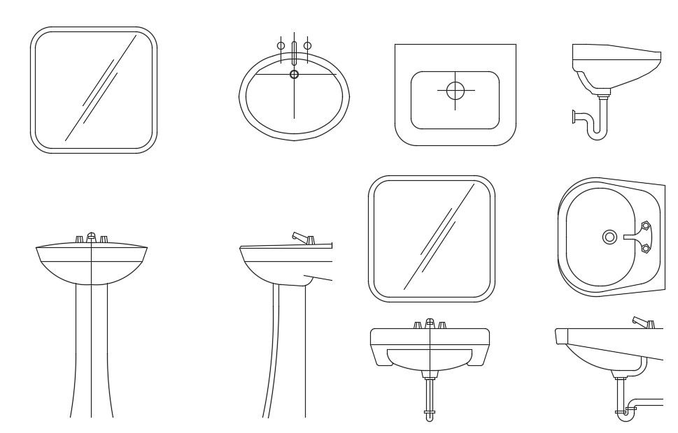 Sanitary Ware Wash Basin Free CAD Blocks DWG file