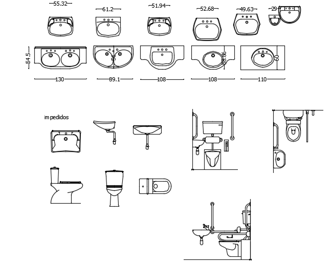 Sanitary cad blocks 2d drawings are given in this file