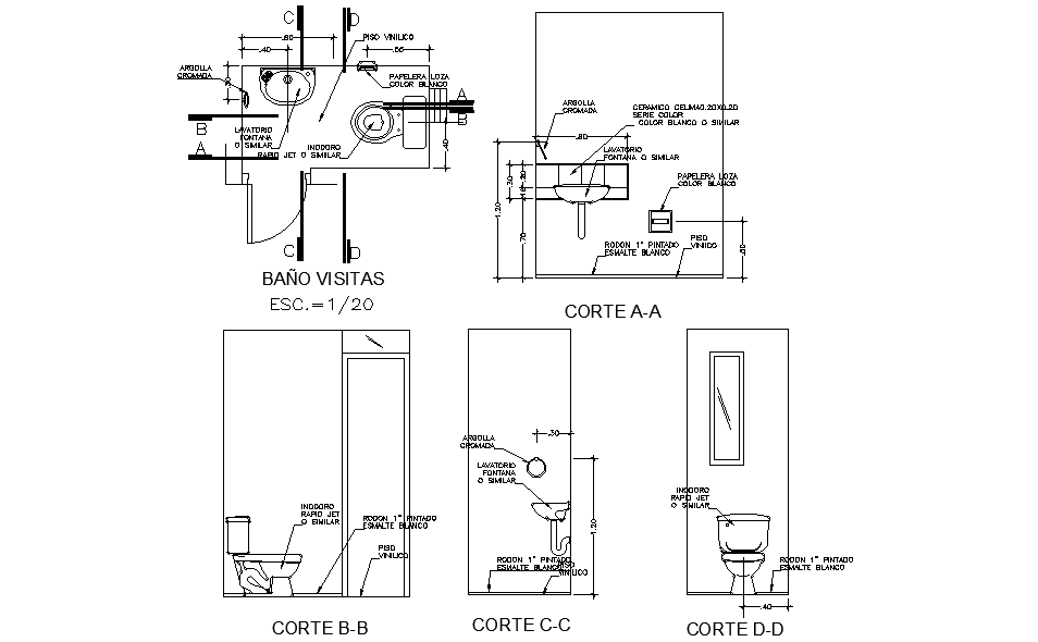Sanitary cad blocks are given in this Autocad drawing file. Download now.
