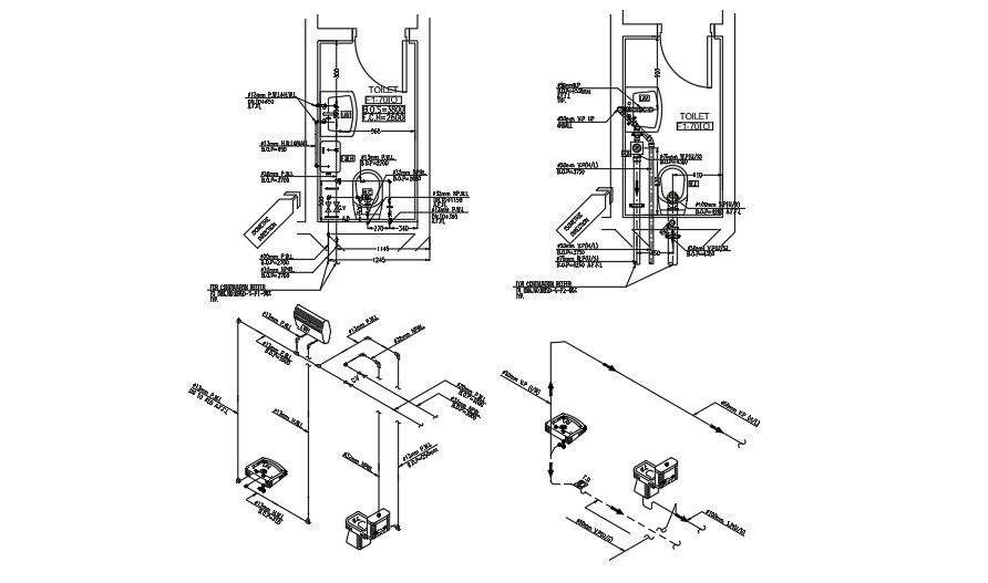 Sanitary pipelines fitting layout.