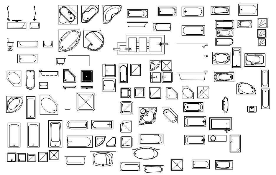 Sanitary wares CAD blocks design in AutoCAD 2D drawing, CAD file, dwg file