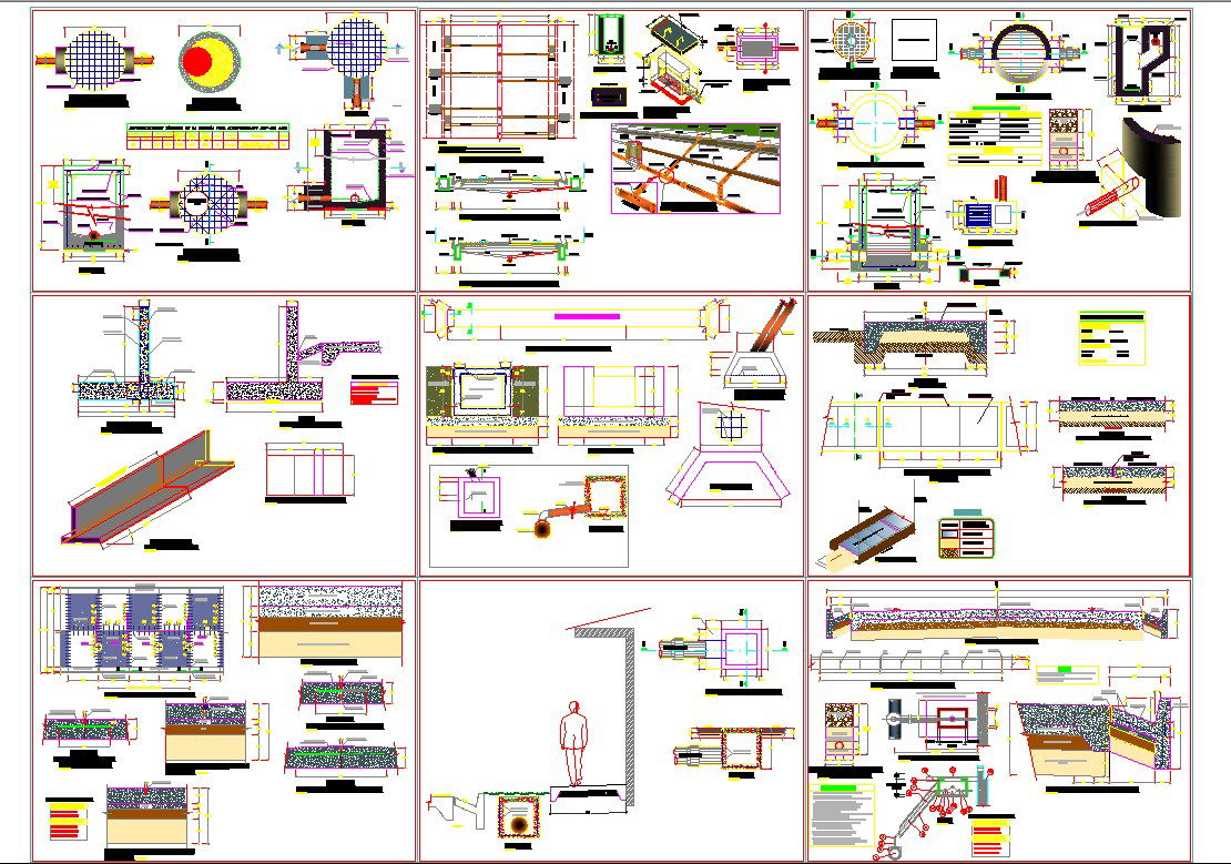 Sanitations architecture and interiors detail in autocad dwg files