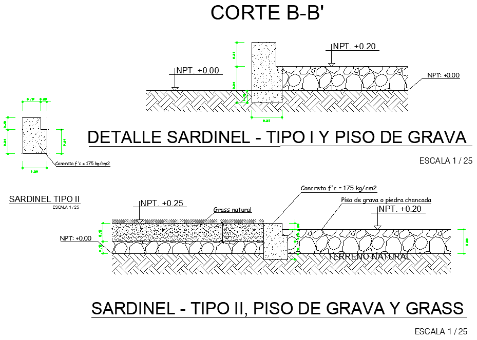 Sardine detail type I and gravel floor detail dwg file