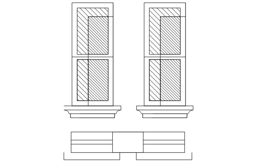 Sash window design in detail AutoCAD drawing, dwg file, CAD file