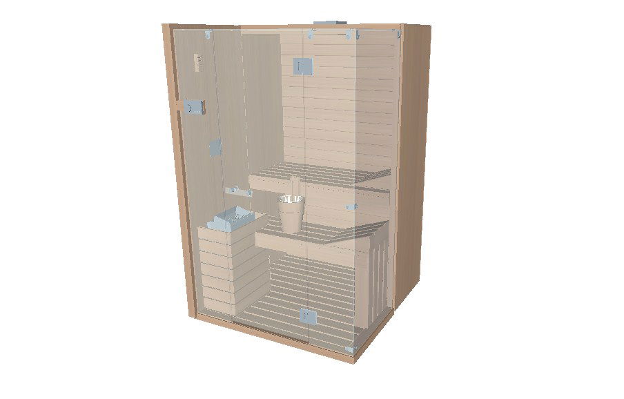 Sauna steam cabinet wooden 3d model cad drawing details skp file
