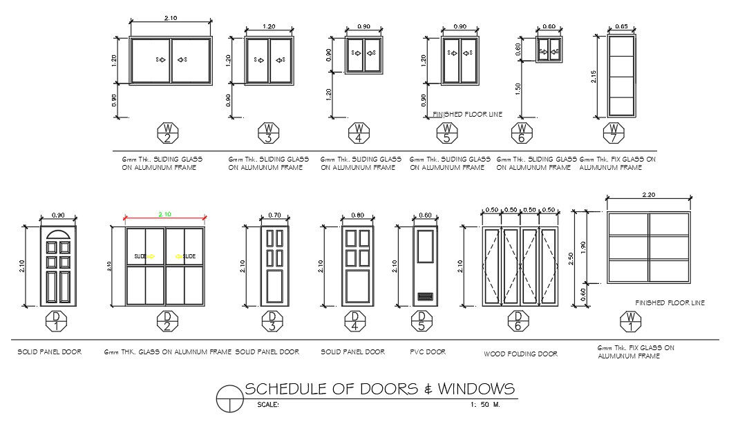 Schedule of Doors and Windows DWG File with Detailed AutoCAD Layout