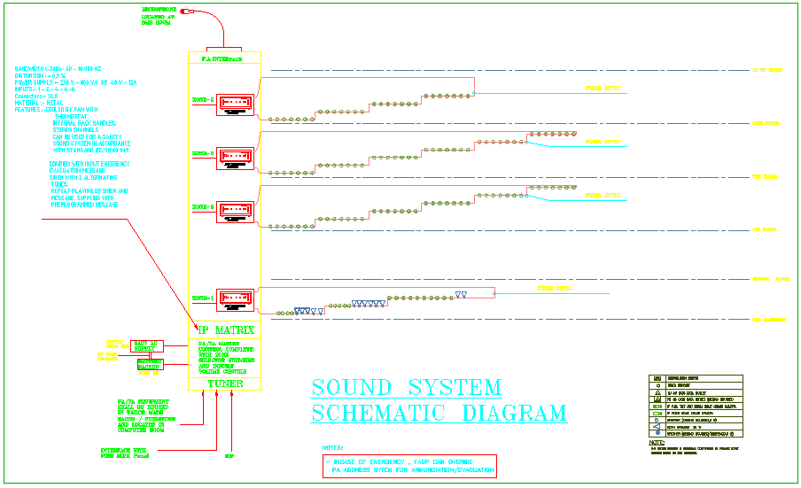 Schematic diagram for sound system of tower
