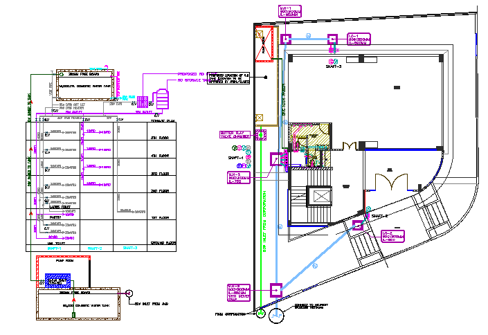 Schematic water supply diagram of house dwg file