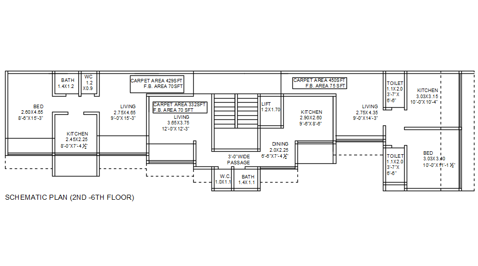 Schematic plan of 2nd and 6th floor in detail AutoCAD drawing, dwg file, CAD file