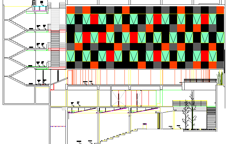 School Architecture Design and Elevation Details dwg file