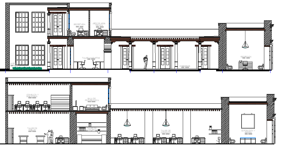 School Architecture Design and Elevation Details dwg file