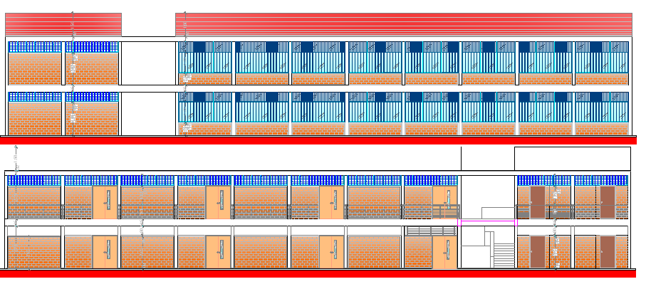 School Architecture Design and Elevation dwg file