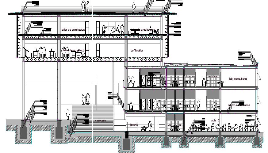 School Architecture Design and Structure Details dwg file