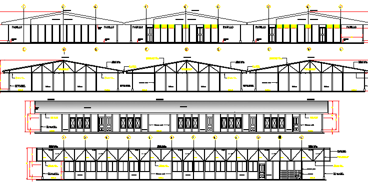 School Architecture Elevation and Section Plan dwg file