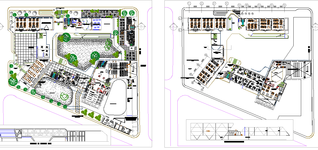 School Architecture Layout Section and Elevation dwg file