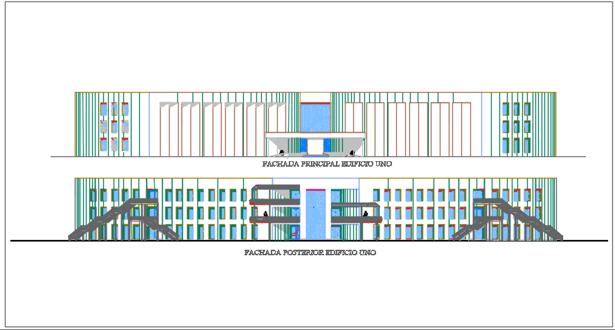 School Elevation commercial plan detail dwg file
