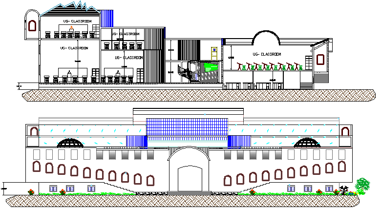 School Flooring Plan Project and Elevation Details dwg file