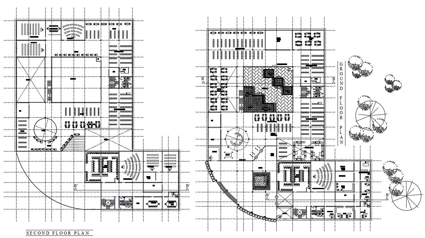 School Library Plan CAD Drawing