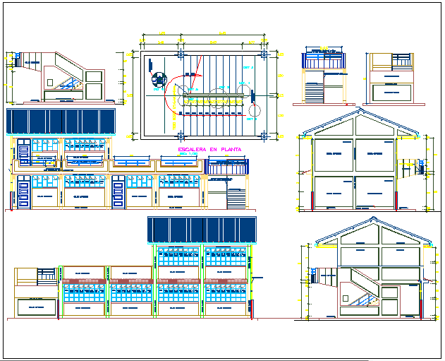 School building plan detail view dwg file