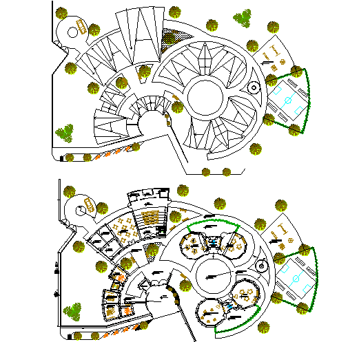 School building plan detail view dwg file