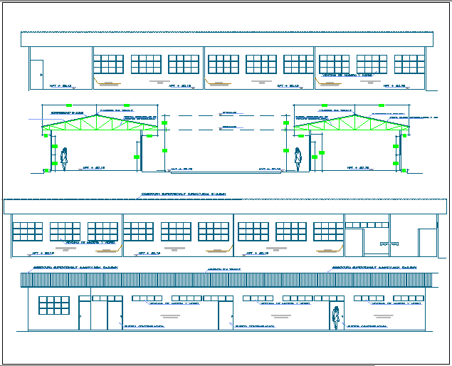 School building plan elevation section detail view dwg file