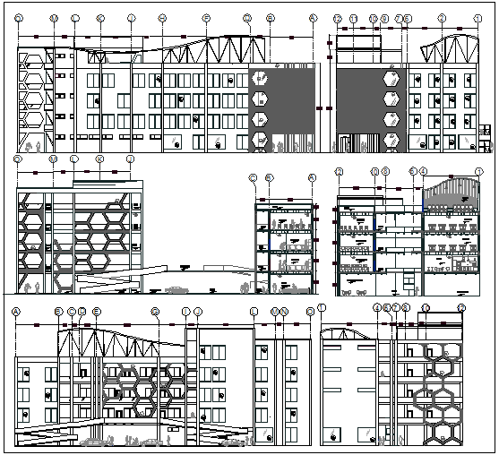 School building plan elevation section detail view dwg file