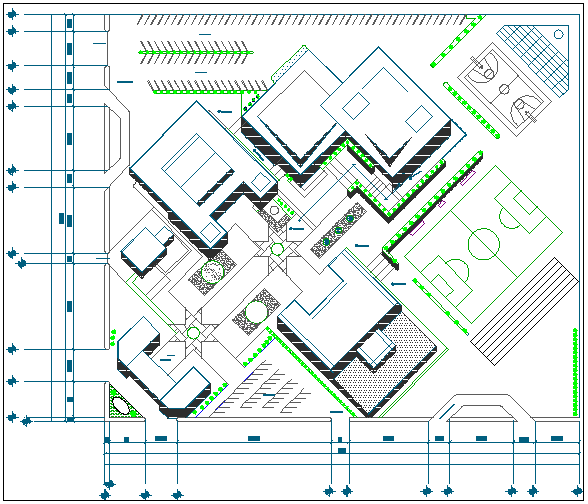 School building plan elevation section detail view dwg file