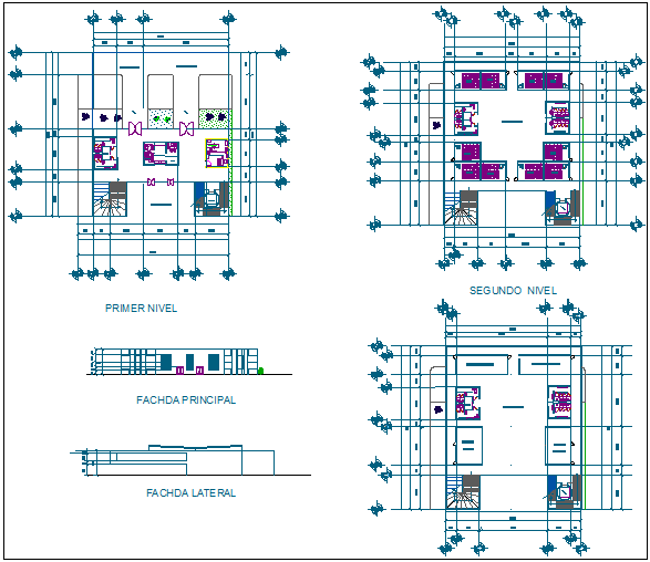 School building plan elevation section detail view dwg file