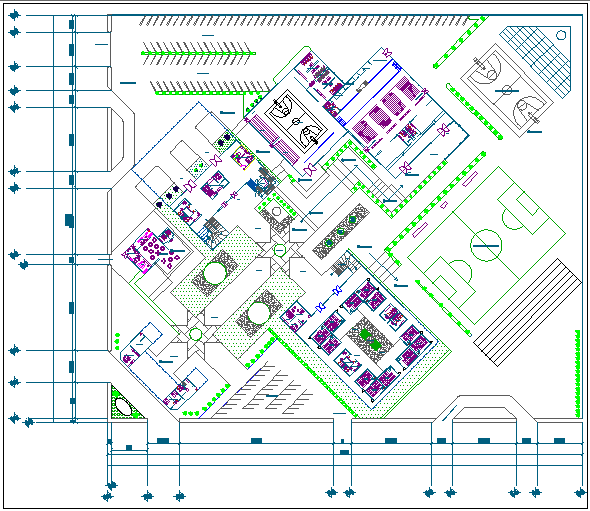 School building plan elevation section detail view dwg file
