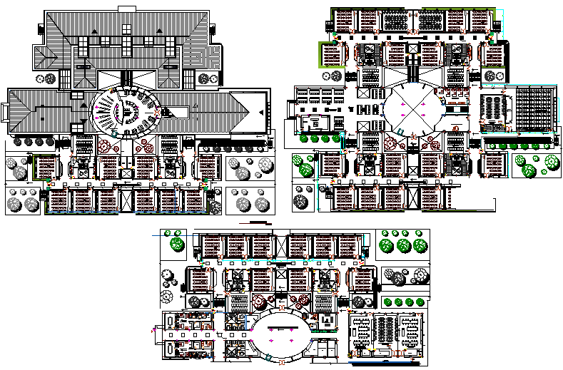 School building plan elevation section detail view dwg file