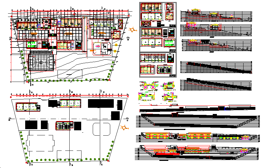 School building plan layout design view dwg file