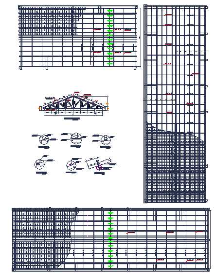 School building roof structure dwg file
