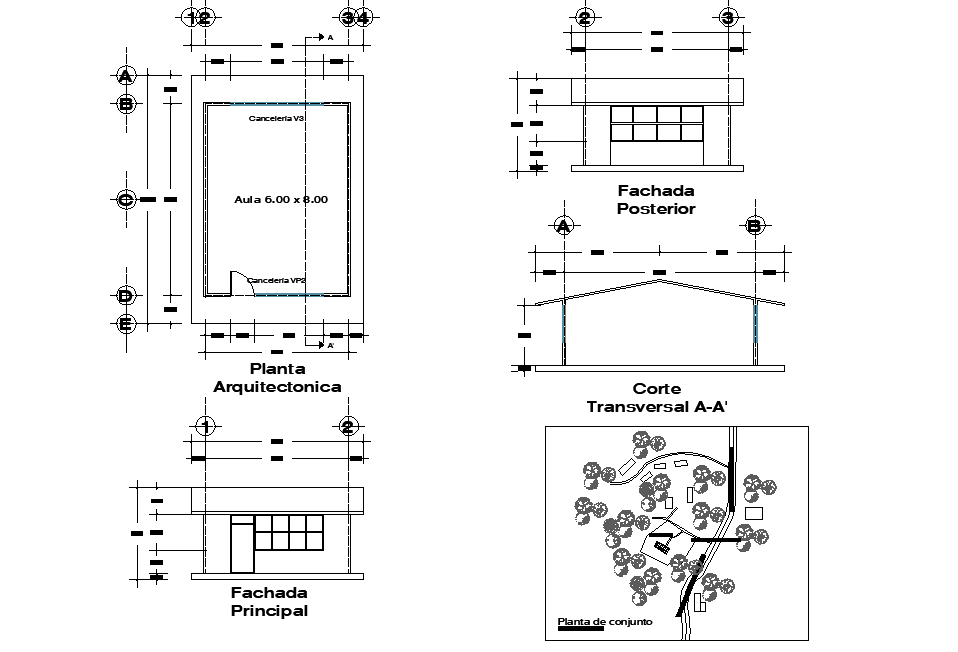 School class room plan autocad file