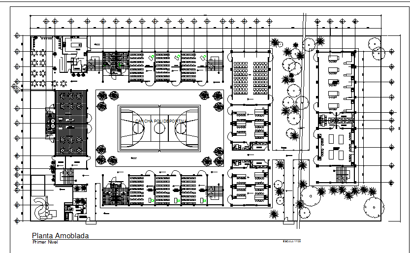 School commercial building plan dwg file