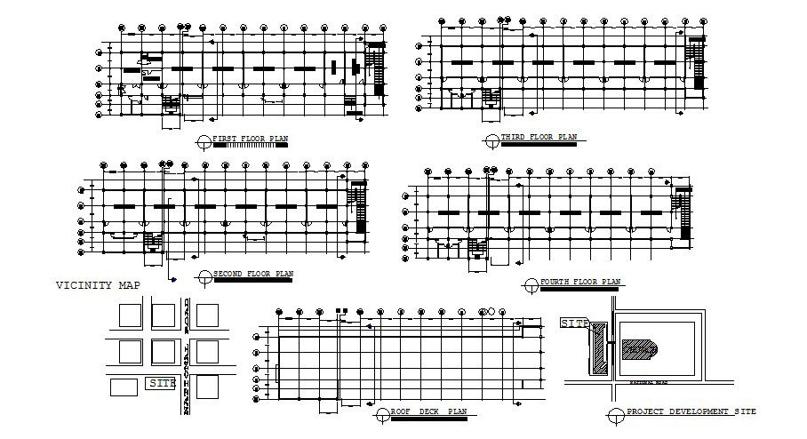 School first, second, third and fourth floor plan and auto-cad details dwg file