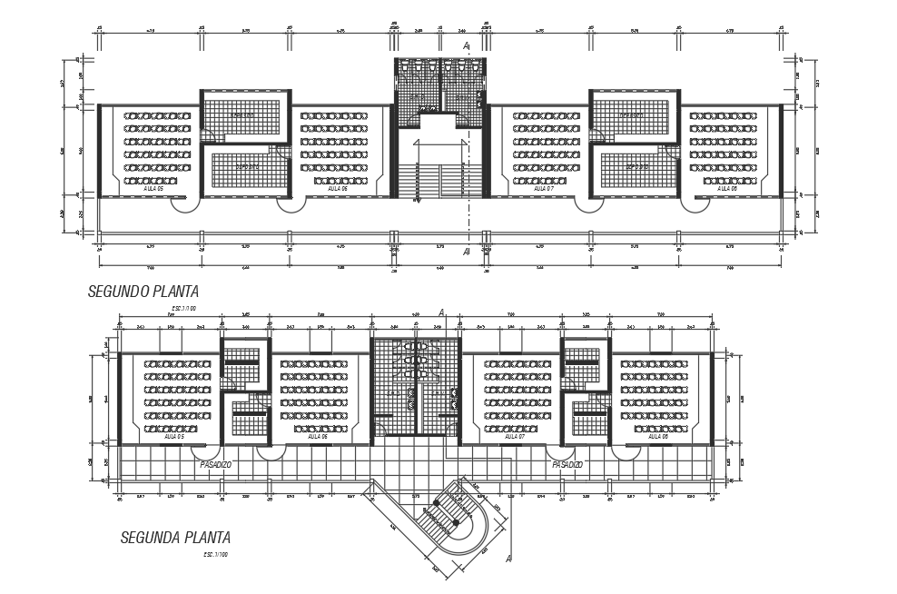 School first floor plan and second-floor plan detail dwg file