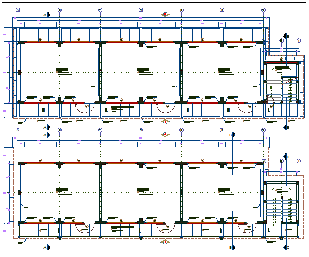 School floor plan with construction view dwg file