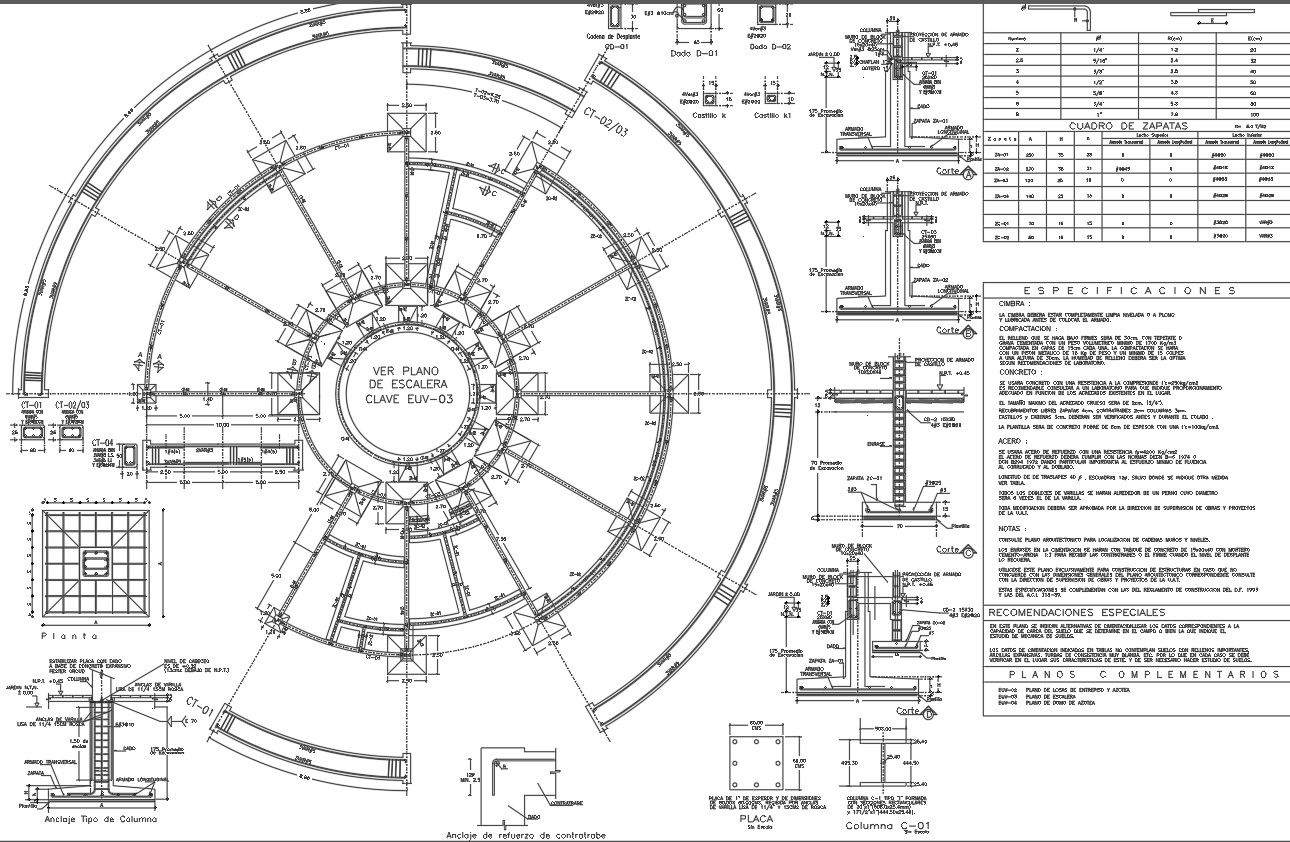 School foundation plan details with construction dwg file