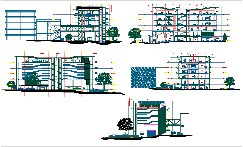 School of architect elevation dwg file
