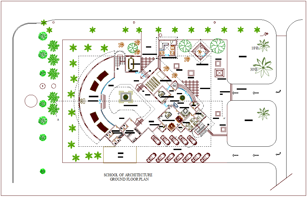 School of architecture ground floor plan dwg file