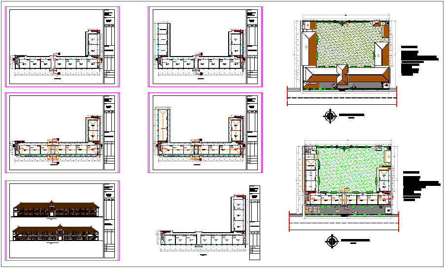 School plan and elevation view structural detail dwg file
