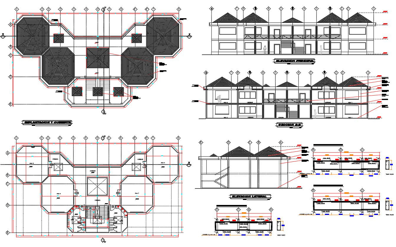 School sectional and architecture layout plan details dwg file