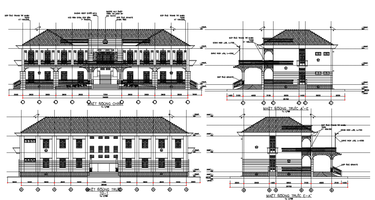School Building Elevation design Download DWG File