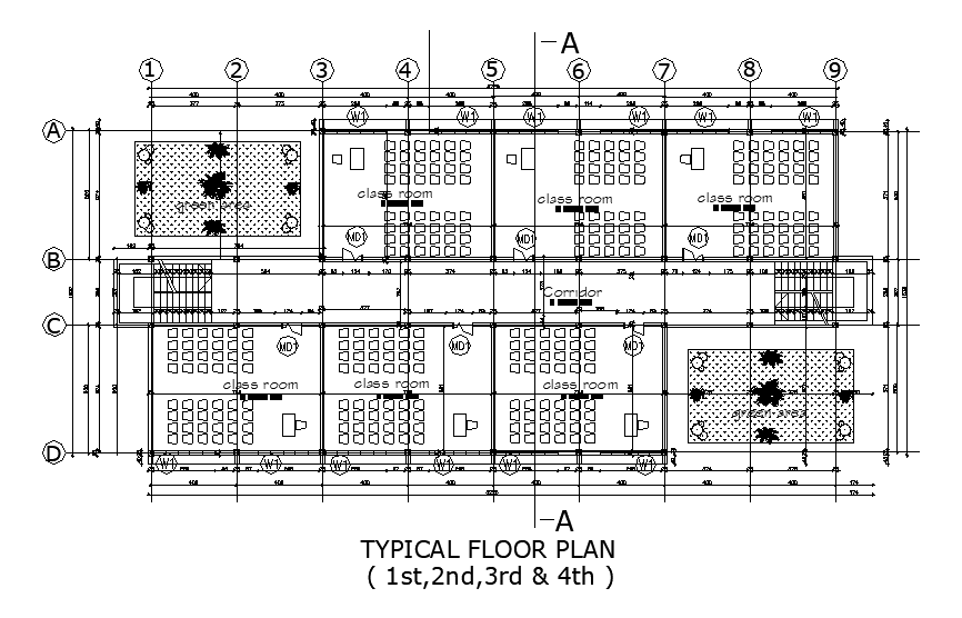 School Building Front Rear Elevation Design Download DWG File