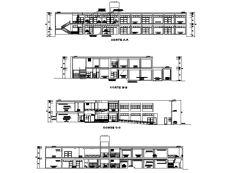 School Building Project Sectional Elevation Drawing Download DWG File